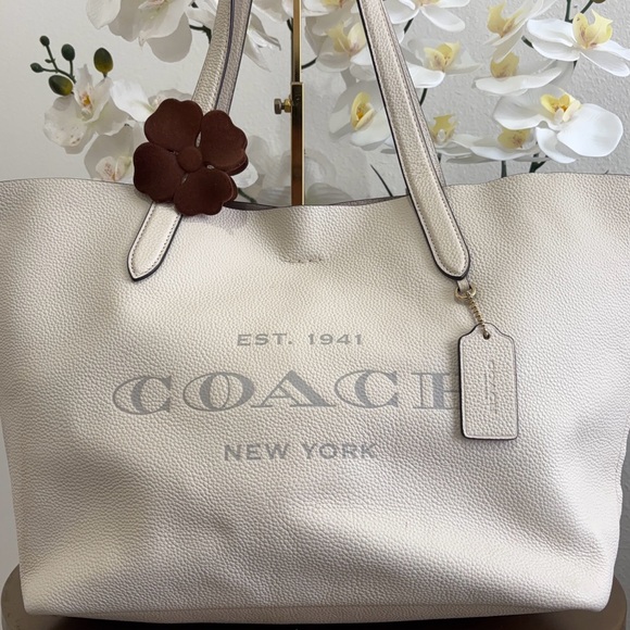 Coach Cream Tote Bag with Brown Accent - Picture 6 of 12